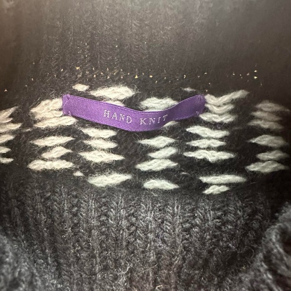 Ralph Lauren Purple Label Women’s Cashmere  Intarsia-Knit Fair Isle Sweater M - Picture 3 of 7